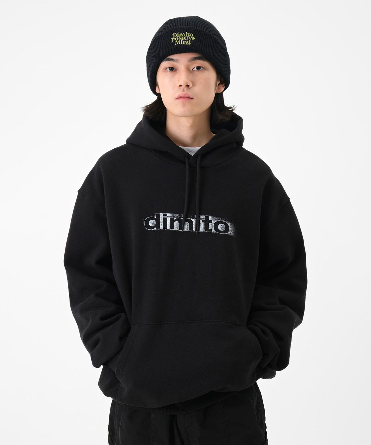 디미토(DIMITO) BLURRY LOGO HOODIE BLACK