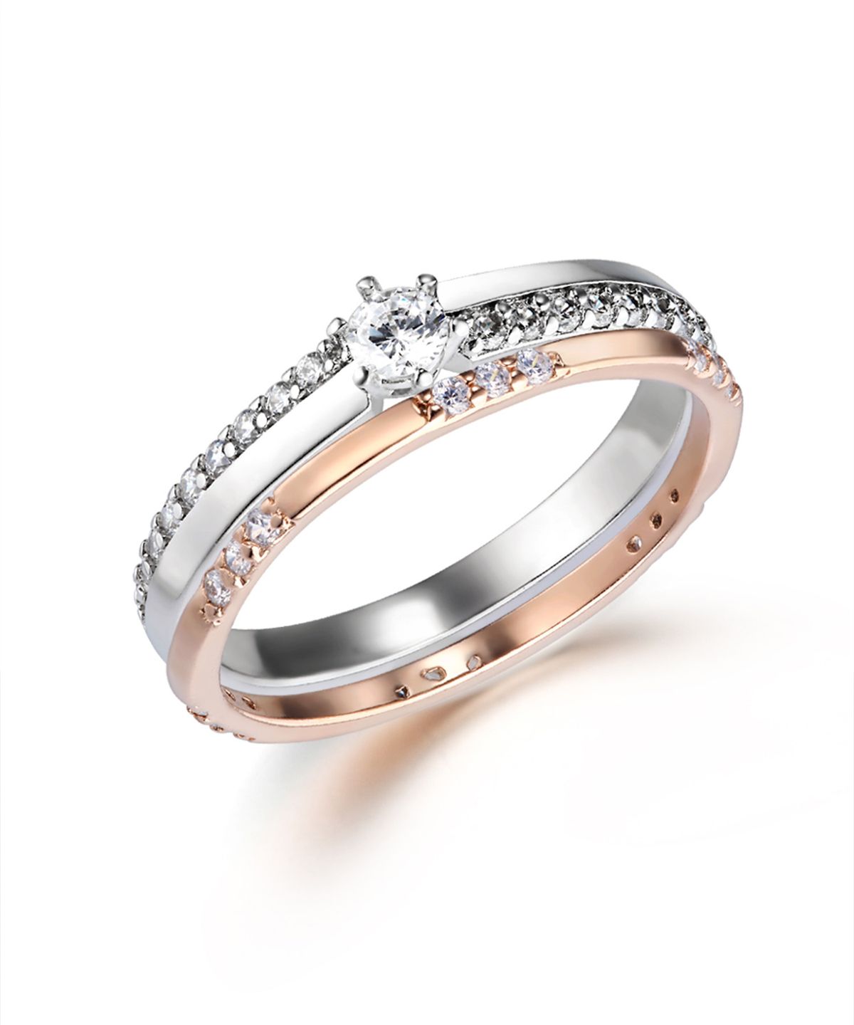 엘르주얼리(ELLEJEWELRY) 솔리테어 콤비 레이어드 링 2종 세트 ELBRWR144