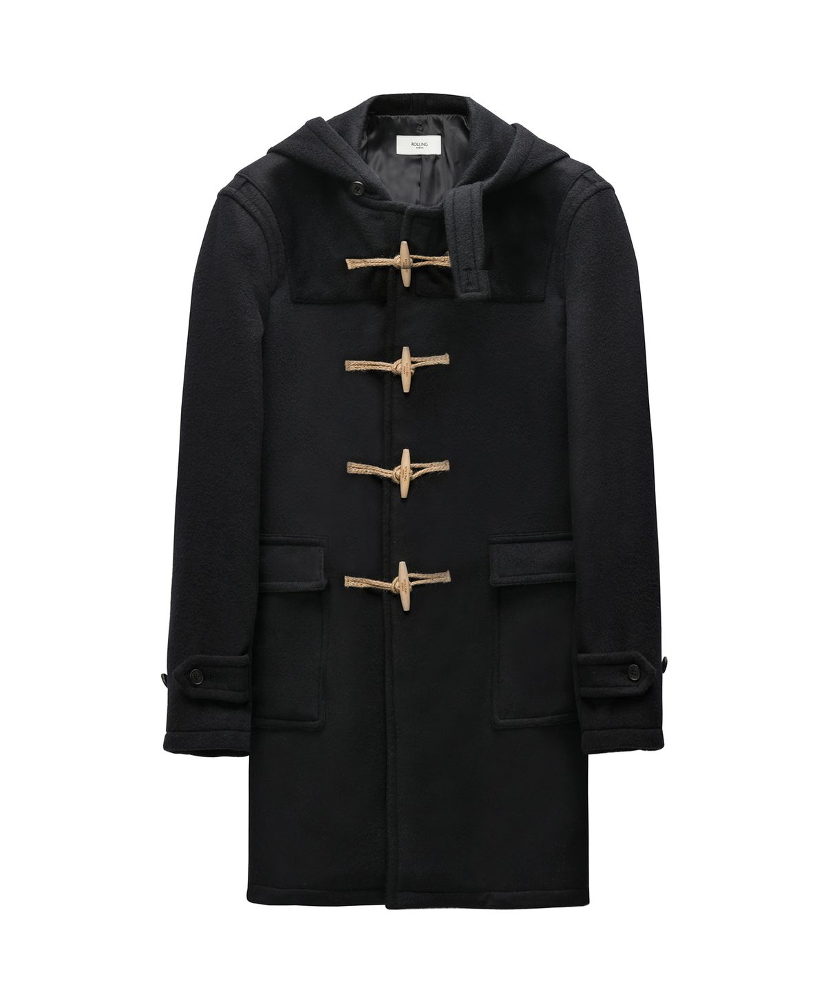 롤링스튜디오(ROLLINGSTUDIOS) HOODED WOOL FELT DUFFLE COAT BLACK