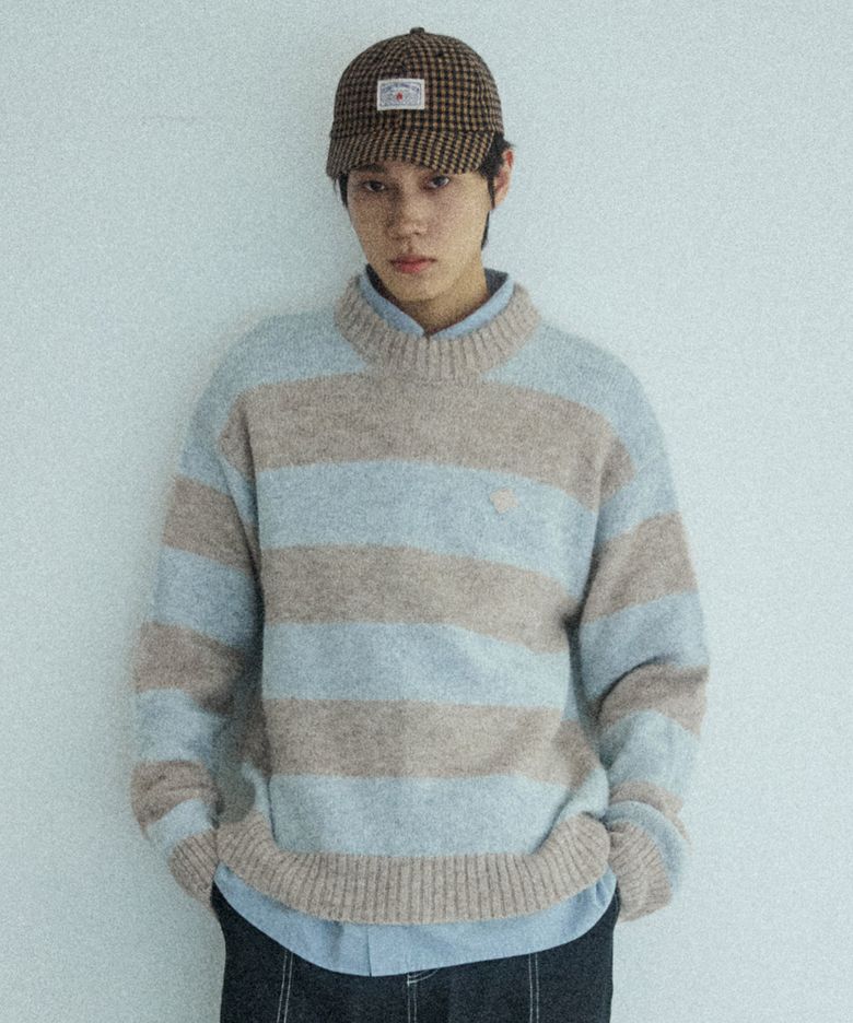 HAIRY STRIPE PULLOVER [BEIGE]