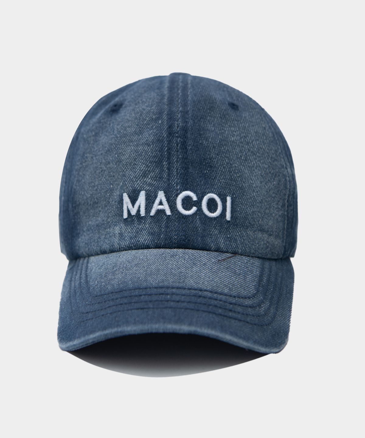 마코이(MACOI) 스티치 워시드 데님 릴렉스핏 모자 [진청]
