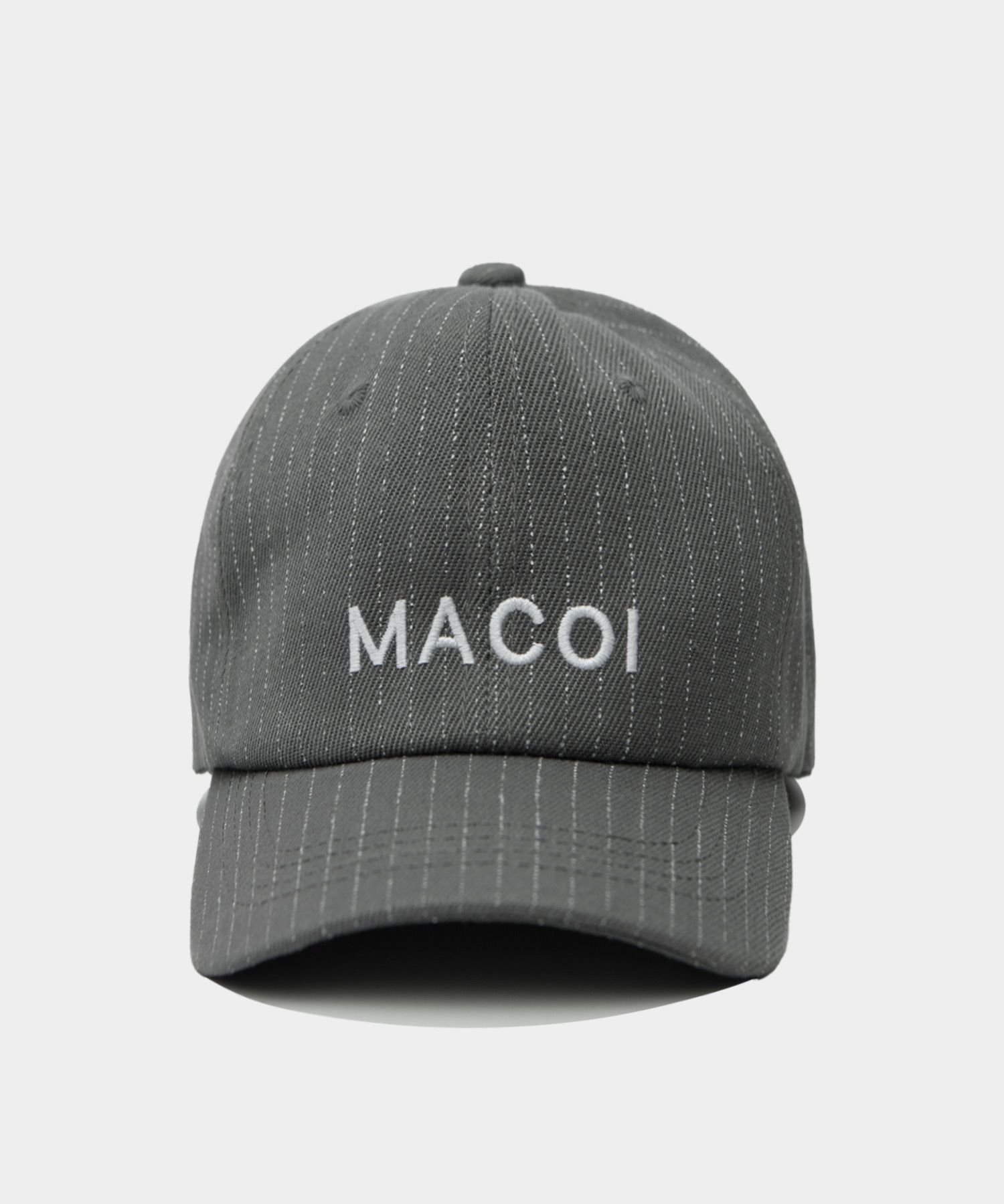 MUSINSA MACOI Stripe Logo Ball Cap Baseball Hat [Gray]