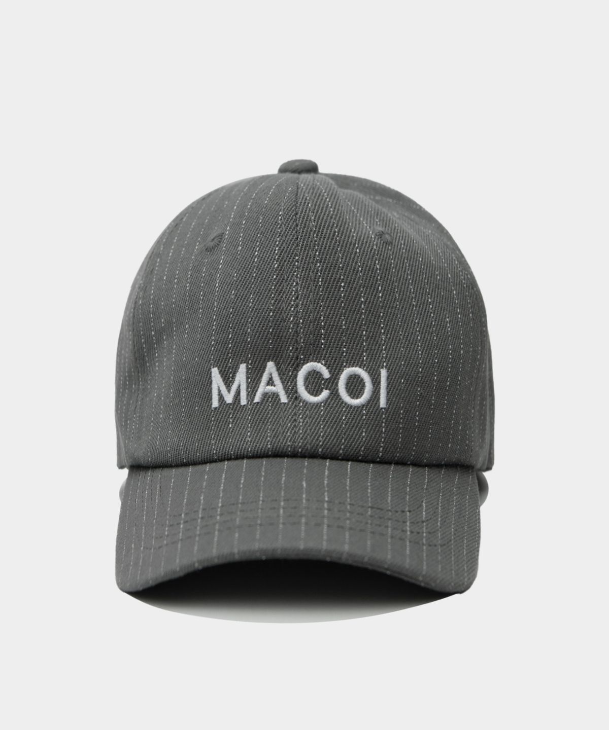 마코이(MACOI) 스트라이프 로고 볼캡 야구 모자 [그레이]