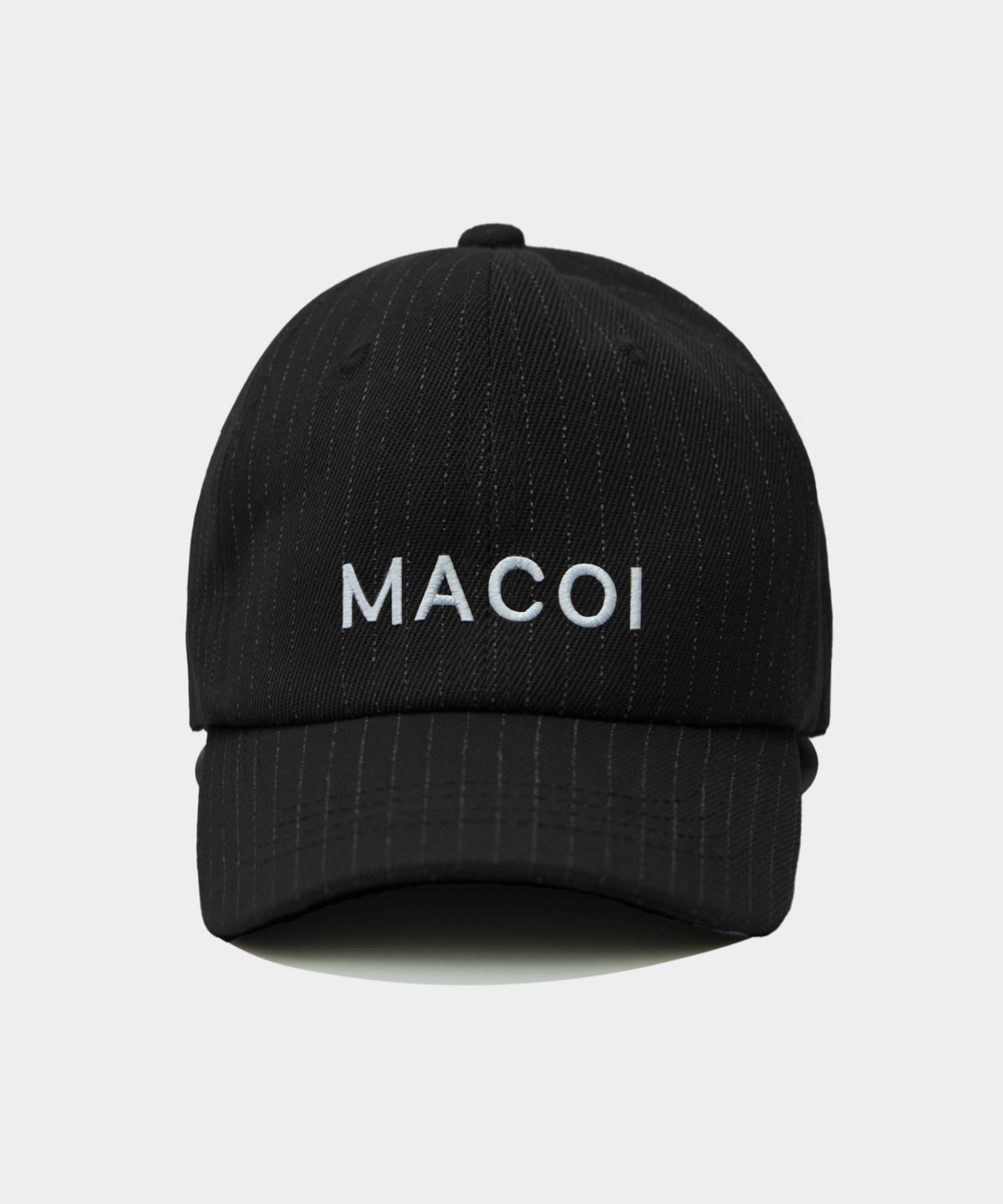 마코이(MACOI) 스트라이프 로고 볼캡 야구 모자 [블랙]