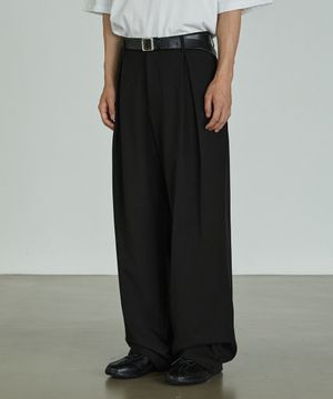 9130  원턱 세미와이드 슬랙스-검정