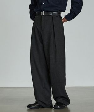 9130  원턱 세미와이드 슬랙스-먹색