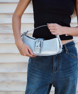 커브 버클 호보 미니 핸드백 [실버]
