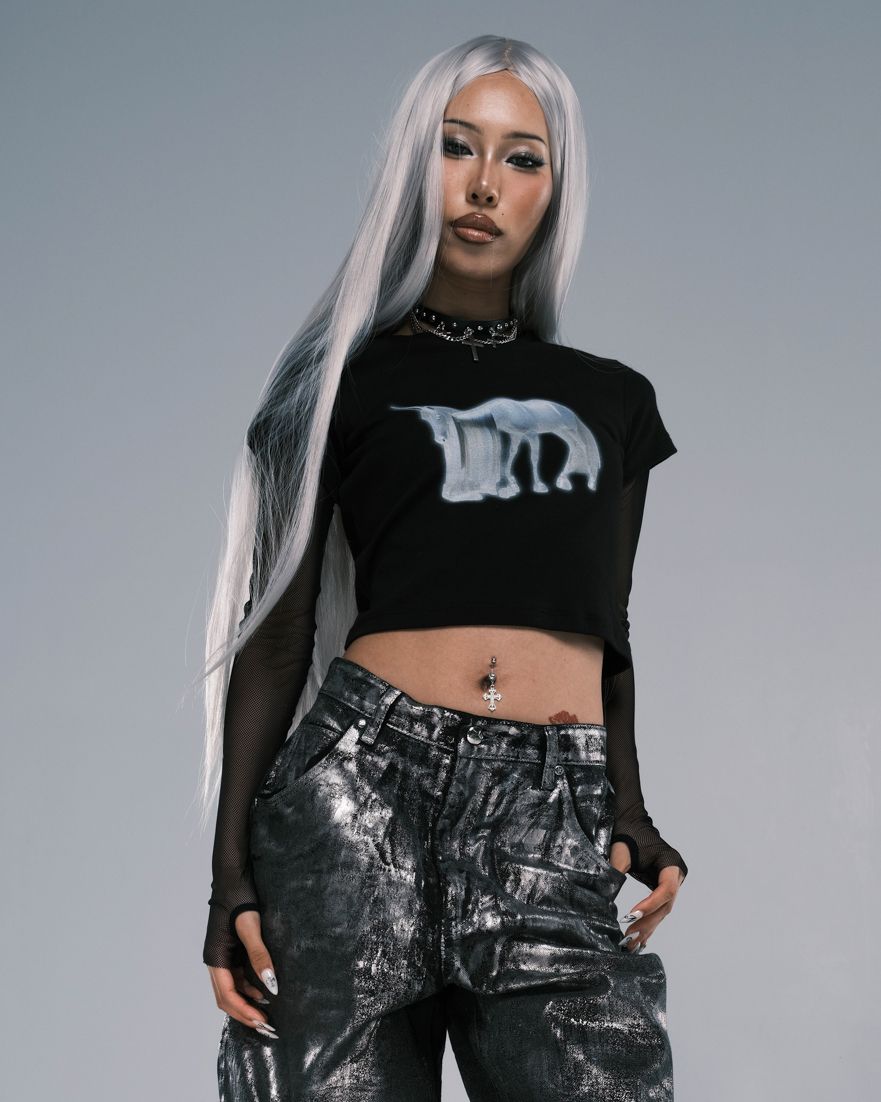 【dydoshop】24fw Layered T-shirt (STAR E, GF, Unicorn) Unicorn Layered T-shirt (BLACK) - dydoshop | 60% - Asian