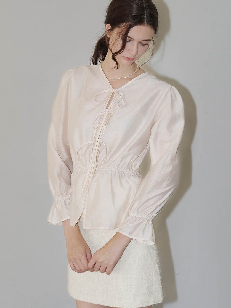 Ella Ribbon Ivory blouse