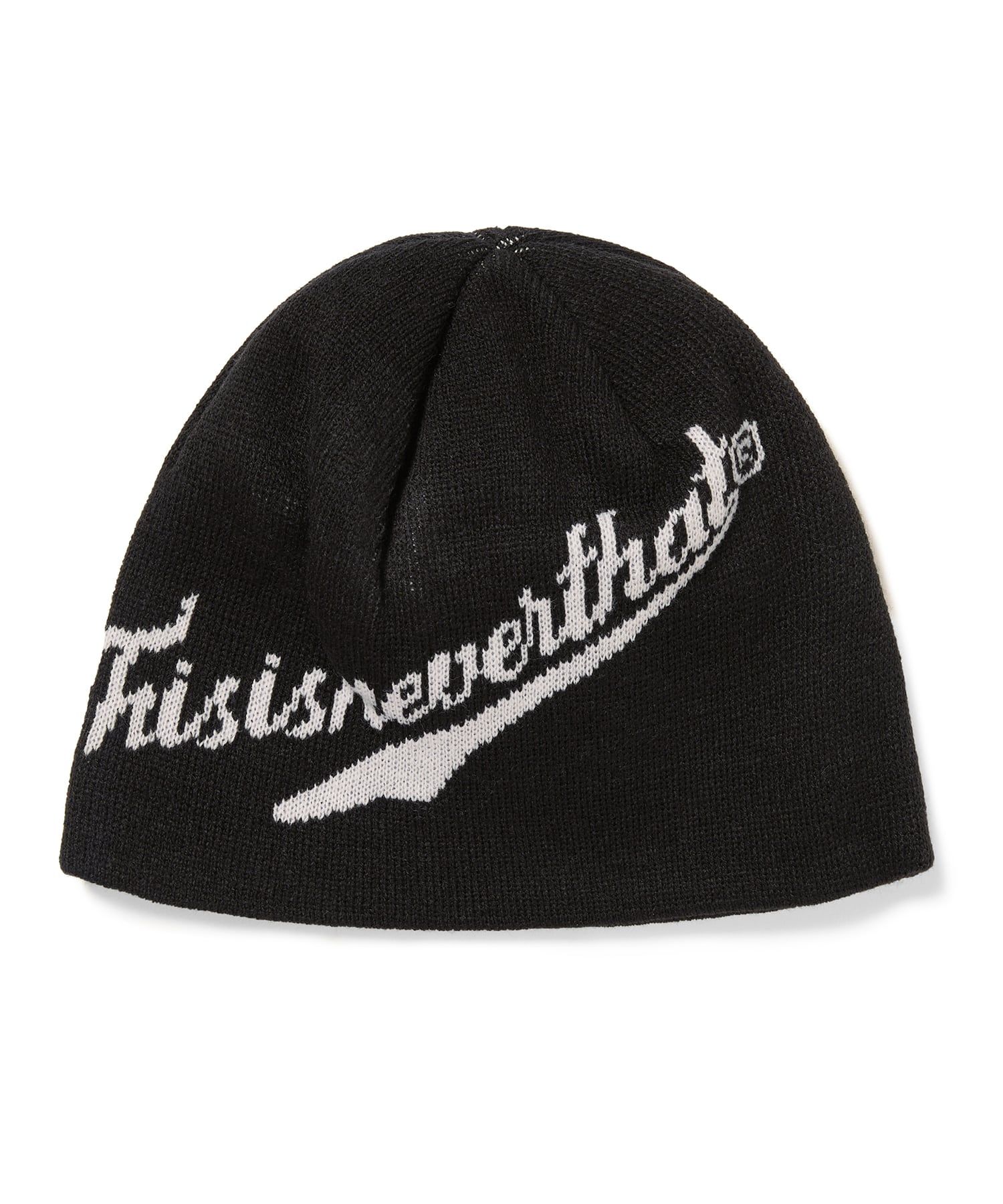 MUSINSA公式 | thisisneverthat Script Logo No Cuff Beanie Black