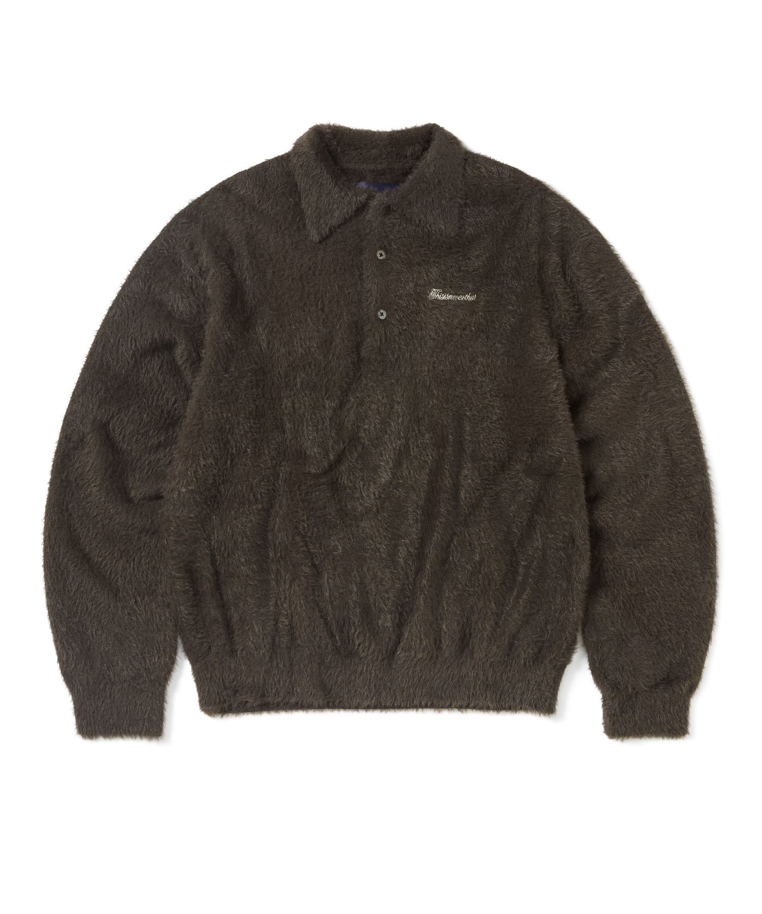 MUSINSA公式 | thisisneverthat SCT-Logo Shaggy Knit Polo Brown