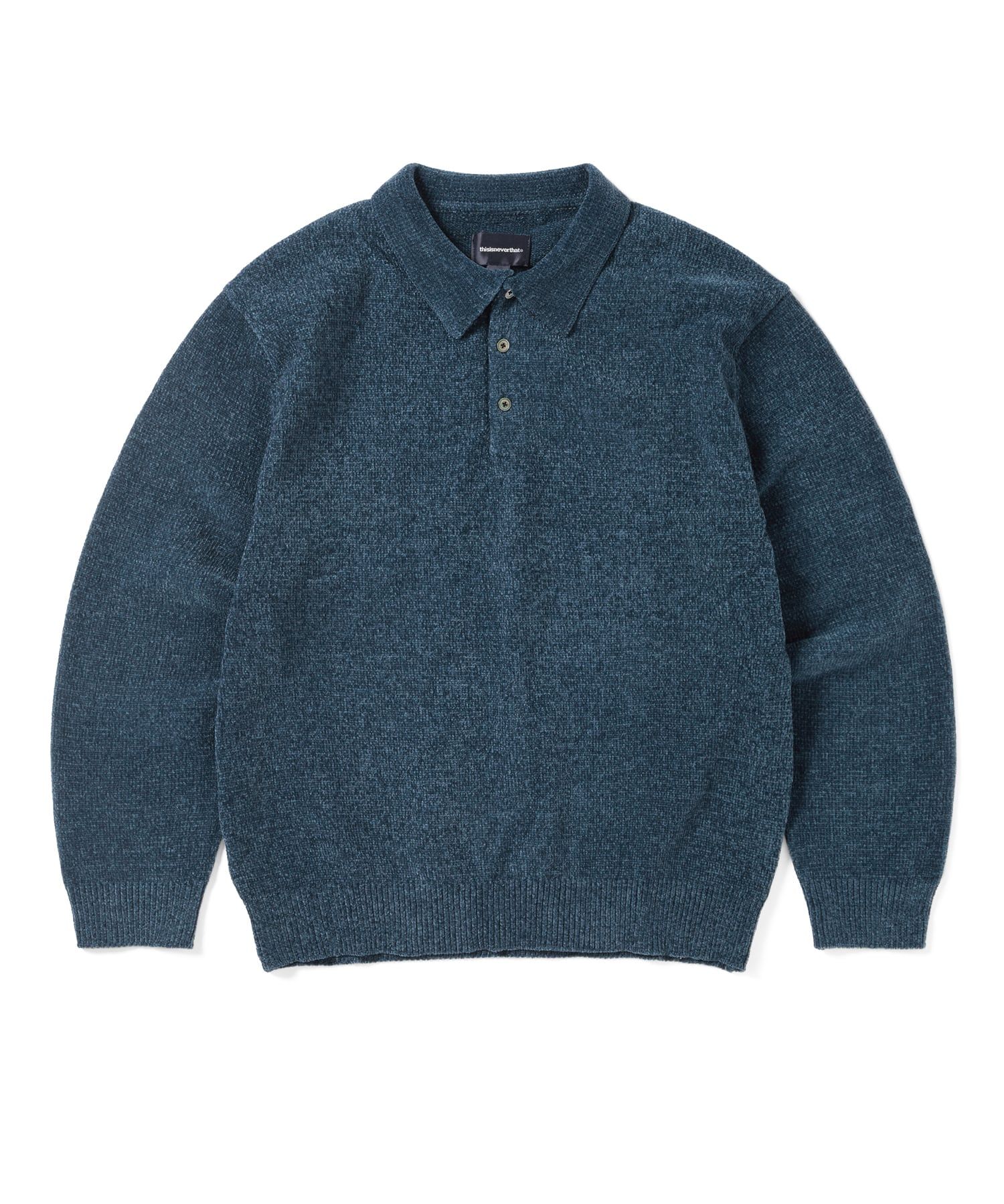 MUSINSA公式 | thisisneverthat Velvet Knit Polo Blue