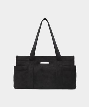 빅 스퀘어 스웨이드 바게트 숄더 도트백 [블랙]