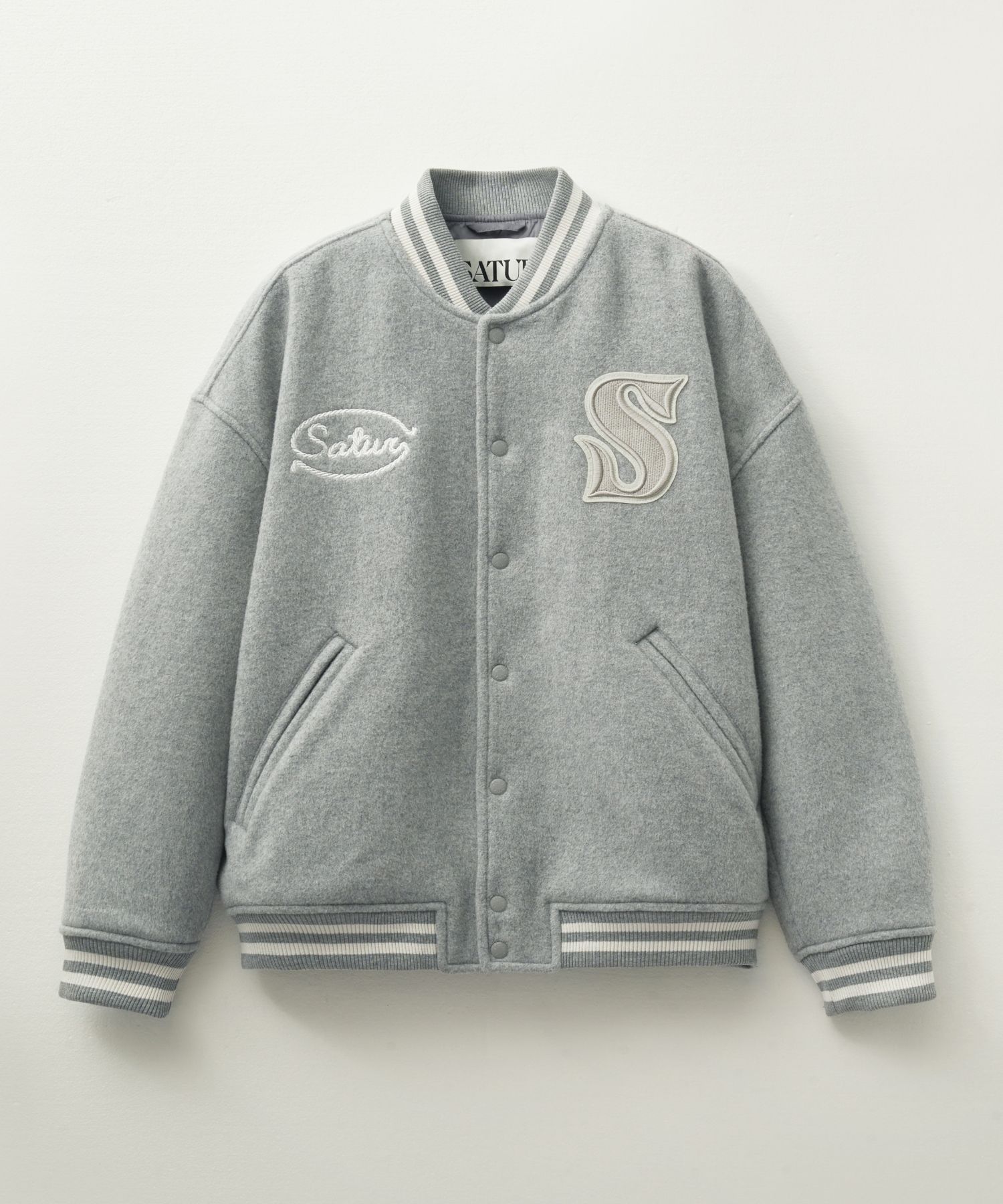 ★関税/送料込★Satur★S Applique Wool Varsity Jacket MUSINSA | SATUR S Applique Wool Varsity Jacket Navy