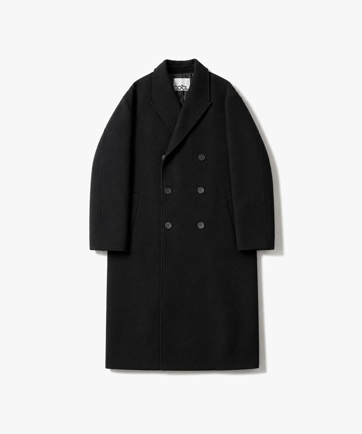 커스텀어클락(COSTUME O’CLOCK) 울 블렌드 핸드 메이드 더블 코트 블랙 COOSCT025BLACK