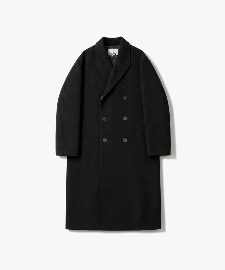 울 블렌드 핸드 메이드 더블 코트 블랙 COOSCT025BLACK