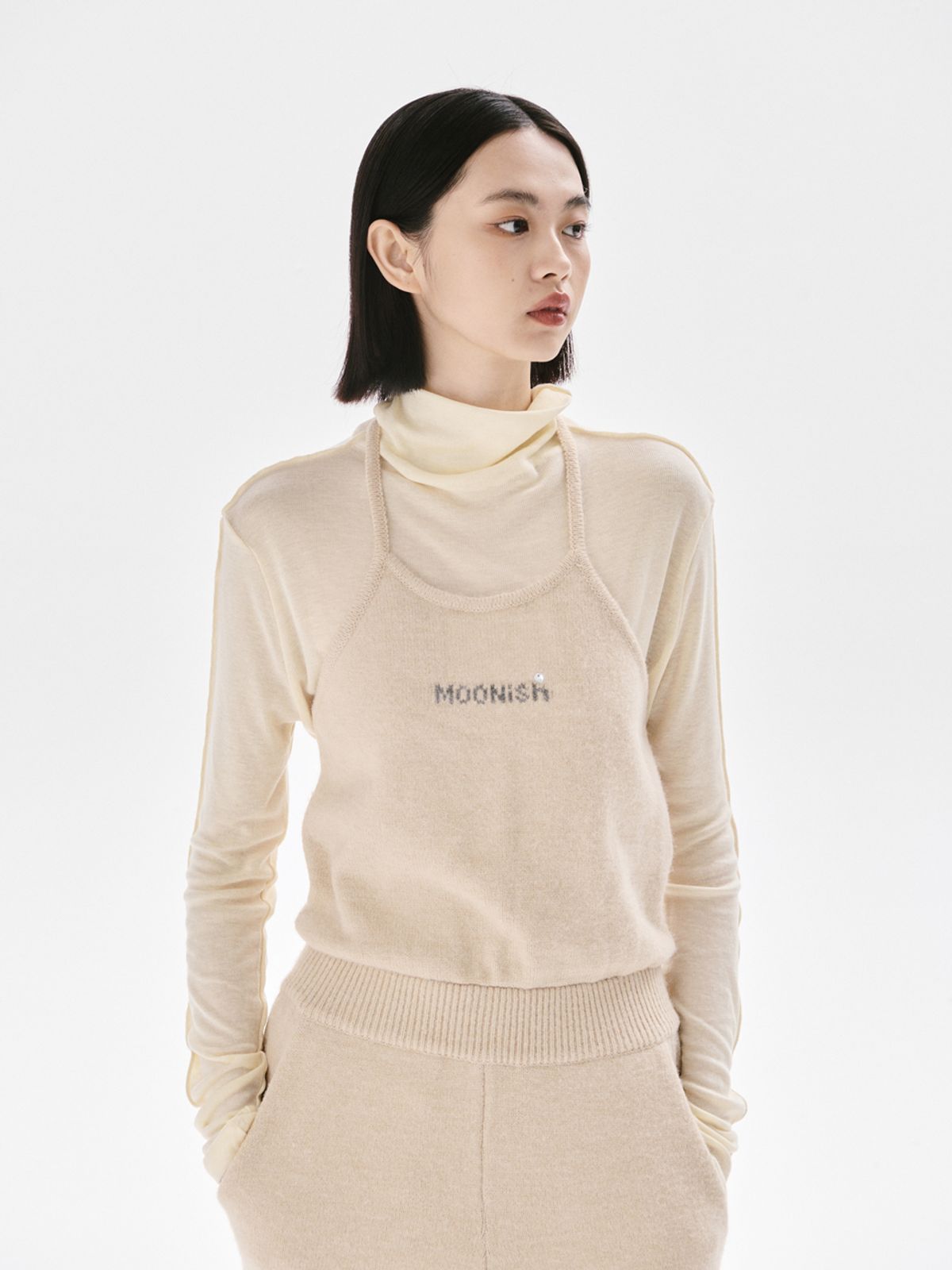 무니쉬(MOONISH) Rogge knit jumpsuit_BEIGE
