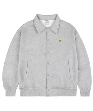 [UNISEX]플라워도트 자수 스타디움 바시티 자켓_그레이