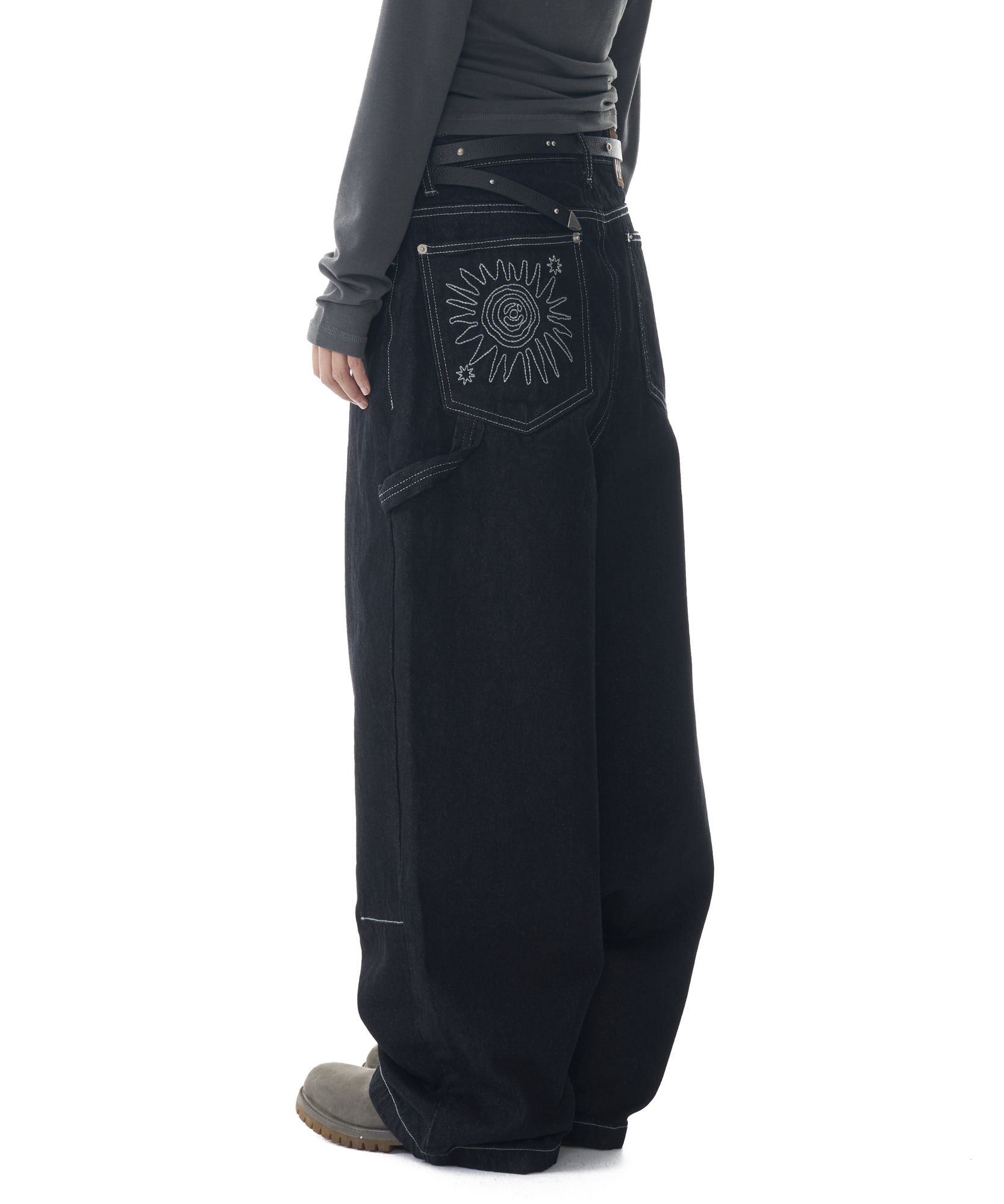 ◆AAKAM◆ Needlework Carpenter Denim Pants Black MUSINSA | AAKAM Needlework Carpenter Denim Pants (Black)