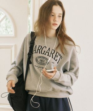 마가렛 엠브로더리 스웻셔츠 - 멜란지 그레이