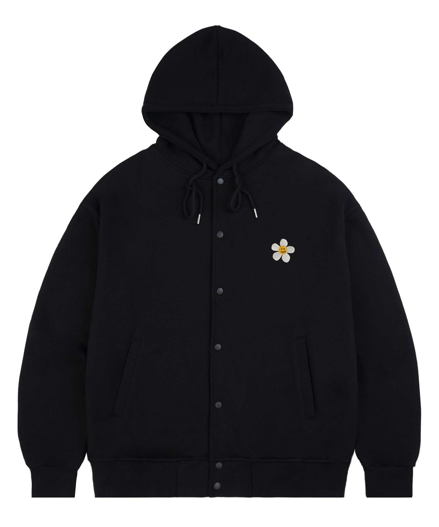 [GRAVER]★FLOWER DOT EMBROIDERY HOODIE UNISEX] Flower Dot Embroidery Knit Stripe Hooded Zip-up