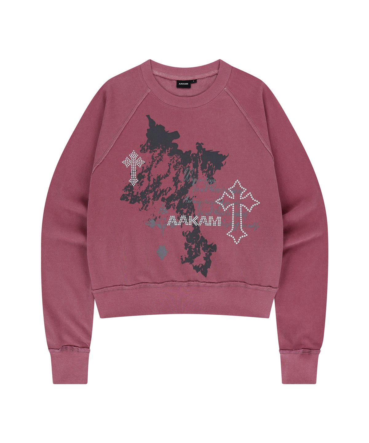 아캄(AAKAM) Cross Studded Sweatshirts (Pink)