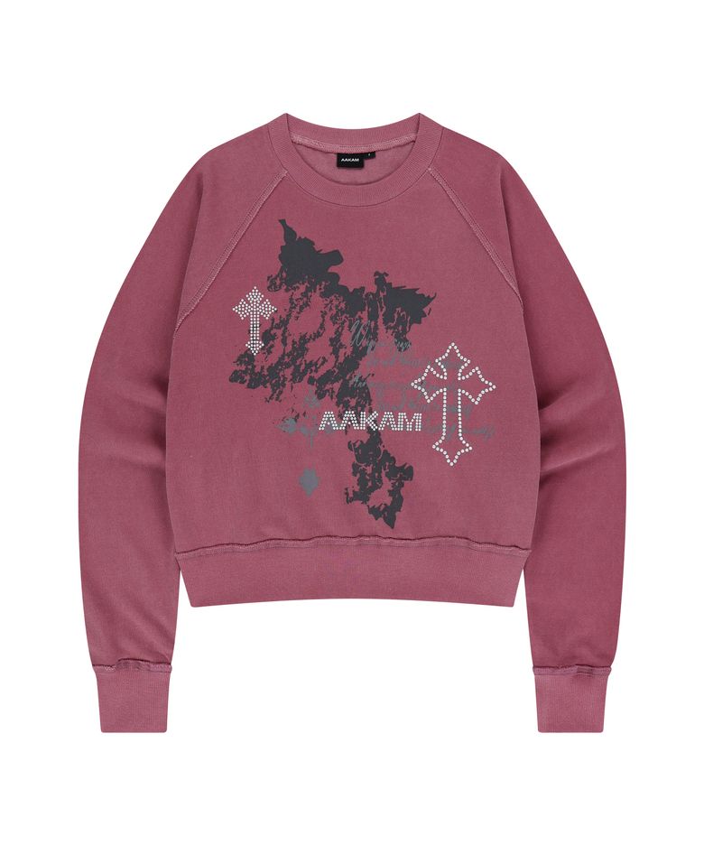 Cross Studded Sweatshirts (Pink)