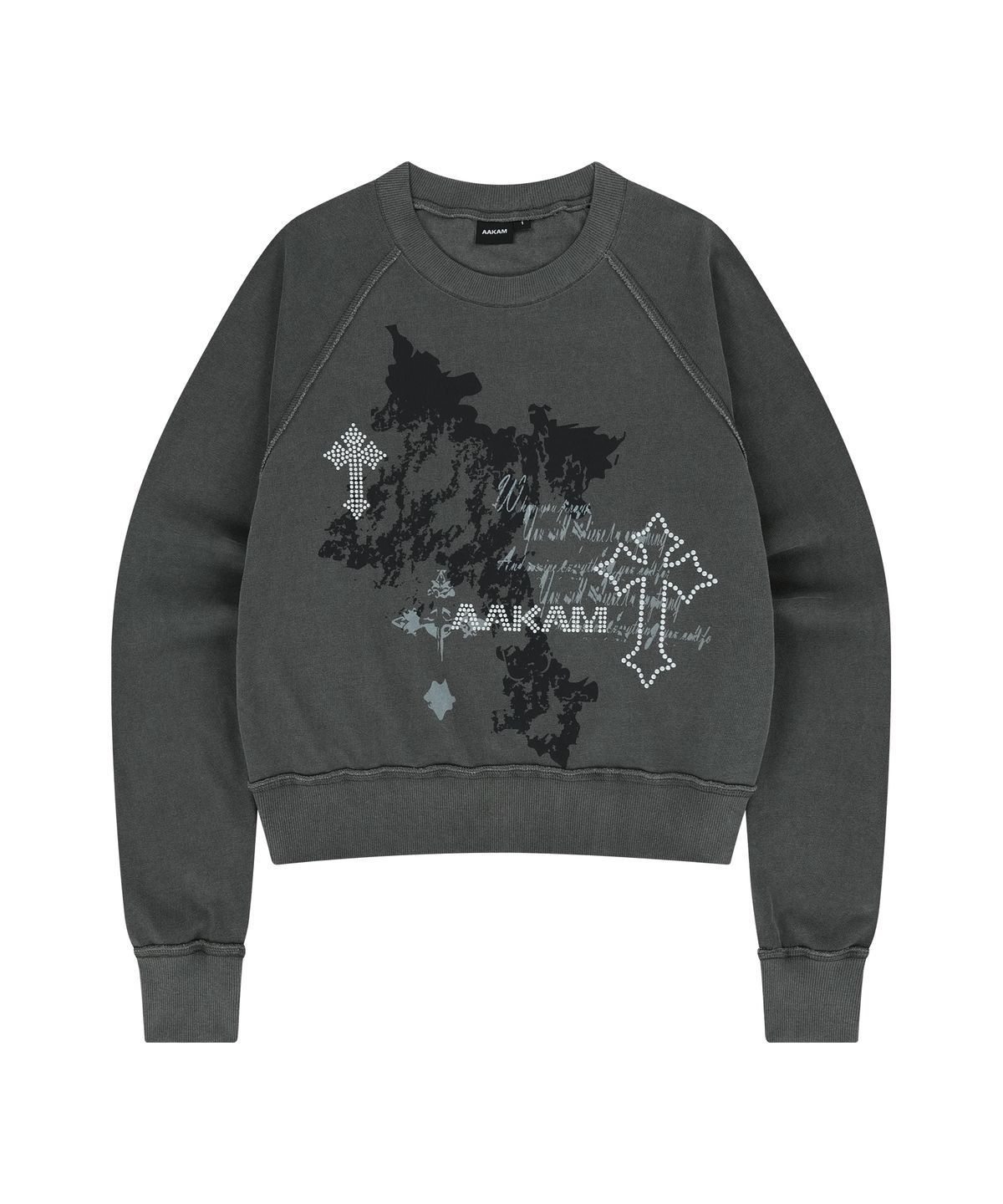 아캄(AAKAM) Cross Studded Sweatshirts (Dark Gray)
