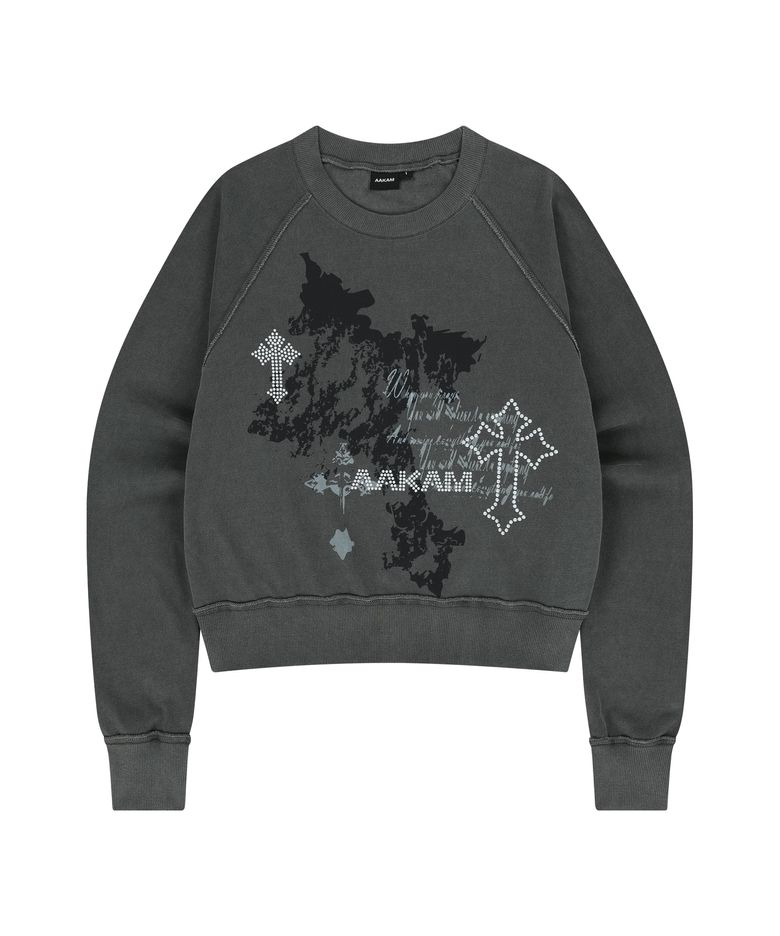 Cross Studded Sweatshirts (Dark Gray)
