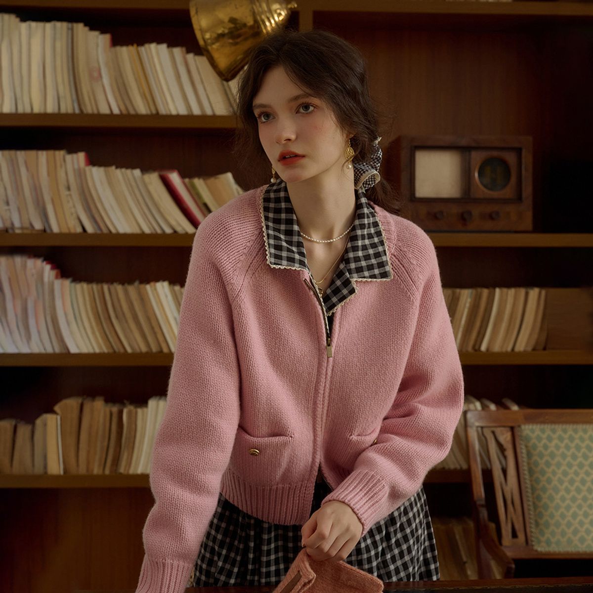 심플레트로(SIMPLE RETRO) SR_Zip-up wool knitted cardigan_3color