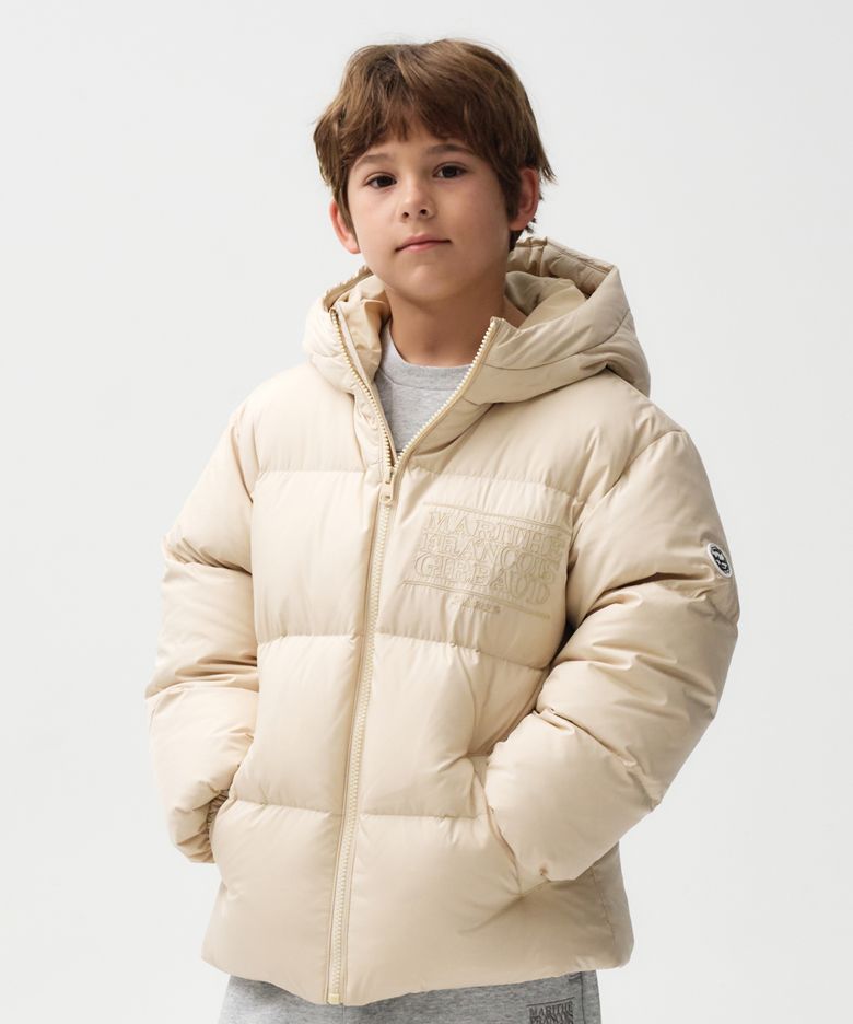 ENFANT HOODED GOOSE DOWN PUFFER beige