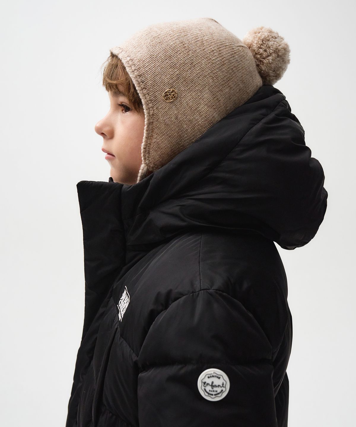마리떼 키즈(MARITHÉ KIDS) ENFANT CIRCLE LOGO EARFLAP BEANIE beige