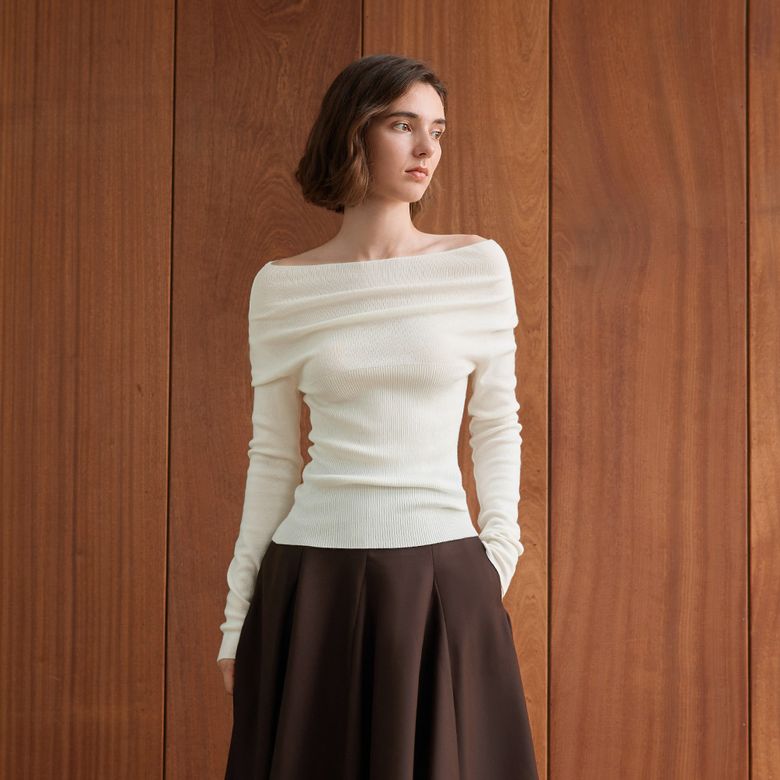 YY_Boat neck knit top_3color