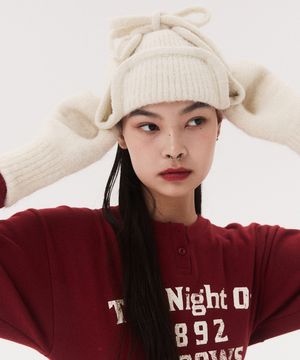 PUPPY EARMUFF BEANIE_ivory