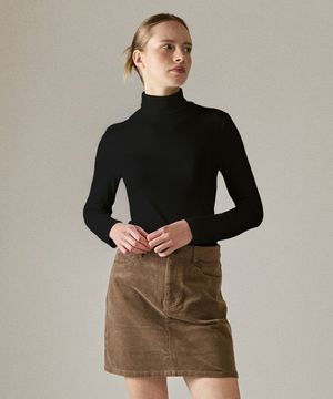 여성 터틀넥 스판 긴팔티셔츠 블랙 LATS0218