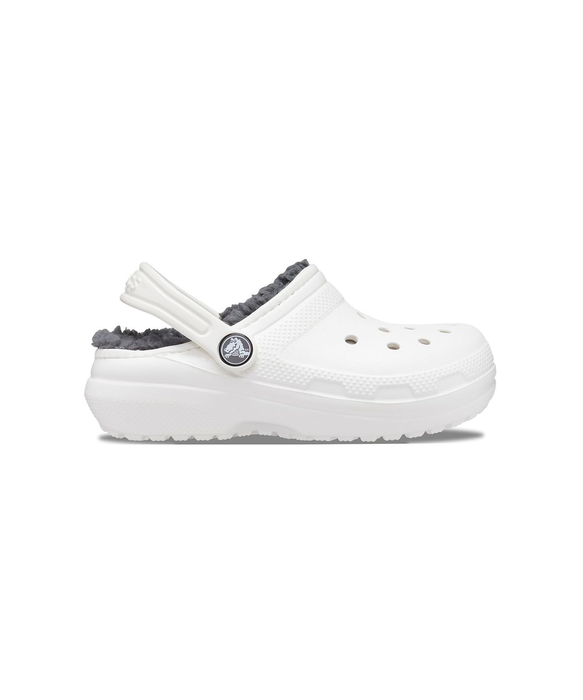 크록스키즈(CROCS KIDS) 클래식 라인드 클로그 키즈 - 화이트/그레이 / 207010-10M