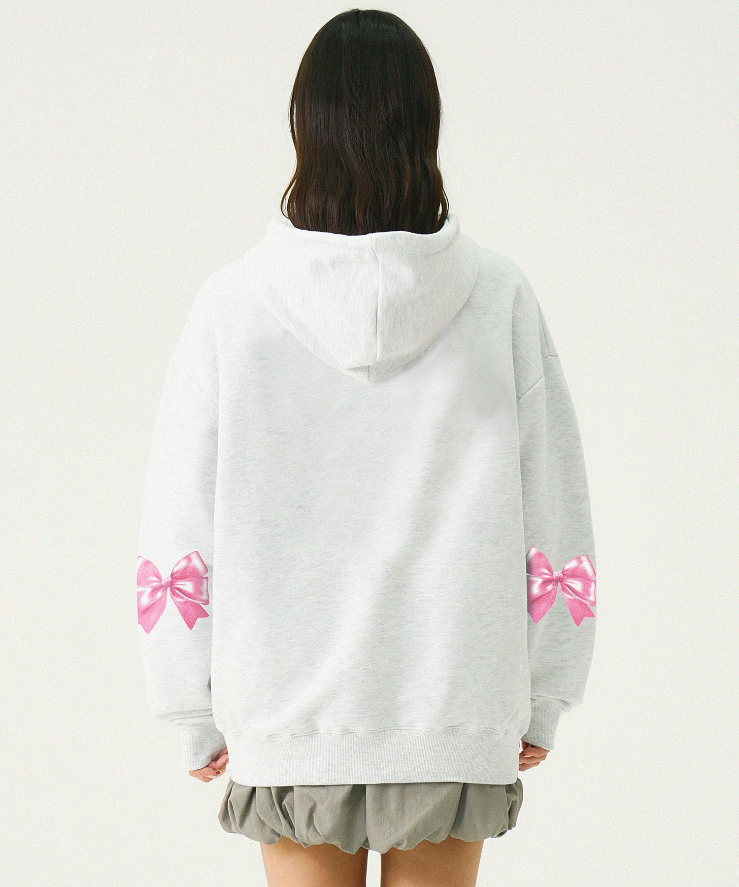 [GRAVER]★ELBOW OF BONE HOODIE MUSINSA | GRAVER [UNISEX]Elbow Ribbon Hoodie_Melange White