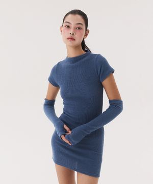 KNIT ONEPIECE & WARMER SET_blue
