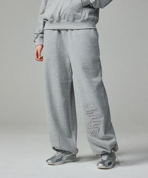 스트릿 레터링 자수 조거팬츠 멜란지그레이