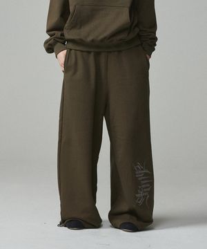 스트릿 레터링 자수 조거팬츠 카키