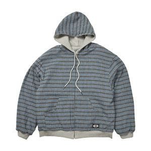 Reversible Hoodie Zip-Up Check Blue