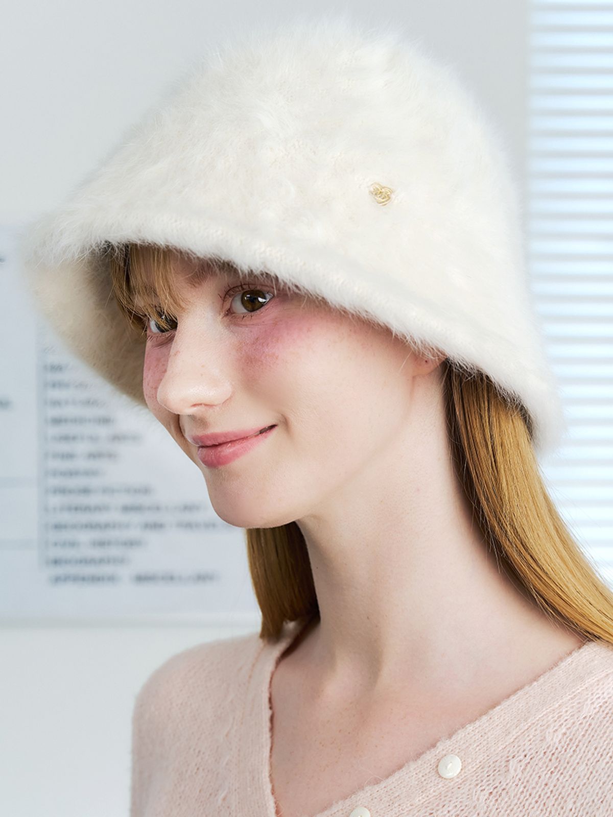 앵브록스(ENGBROX) classic heart angora bucket hat_white