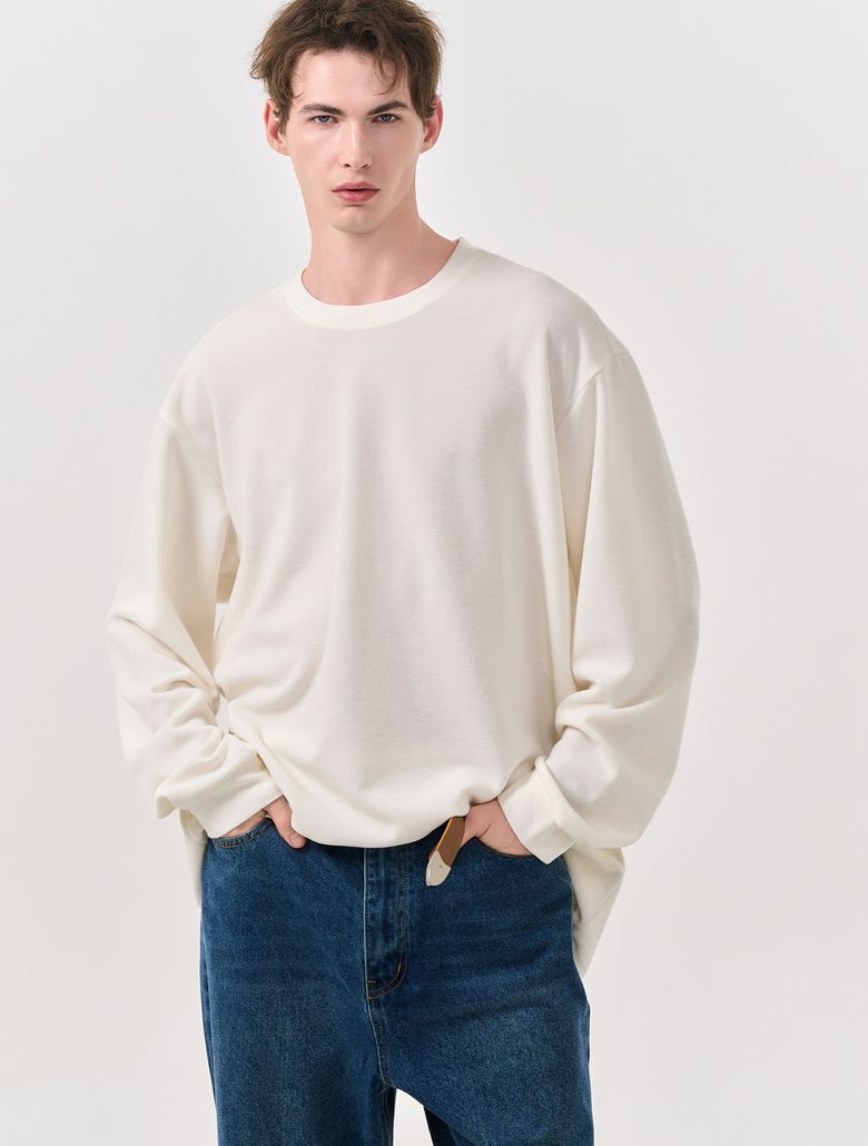UNISEX 베이직 사카리바 롱 슬리브 티 [WHITE] / SBD3U01007