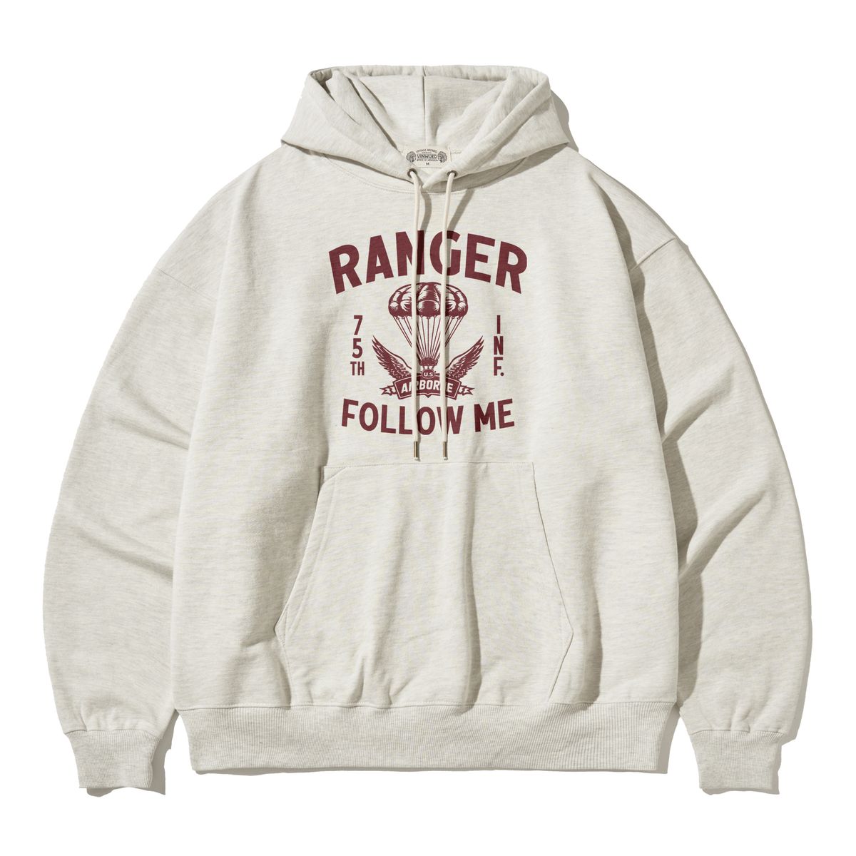 빈웨드(VINWUED) 75th Ranger Airborne 레인저 빈티지 오트밀 오버핏 후드