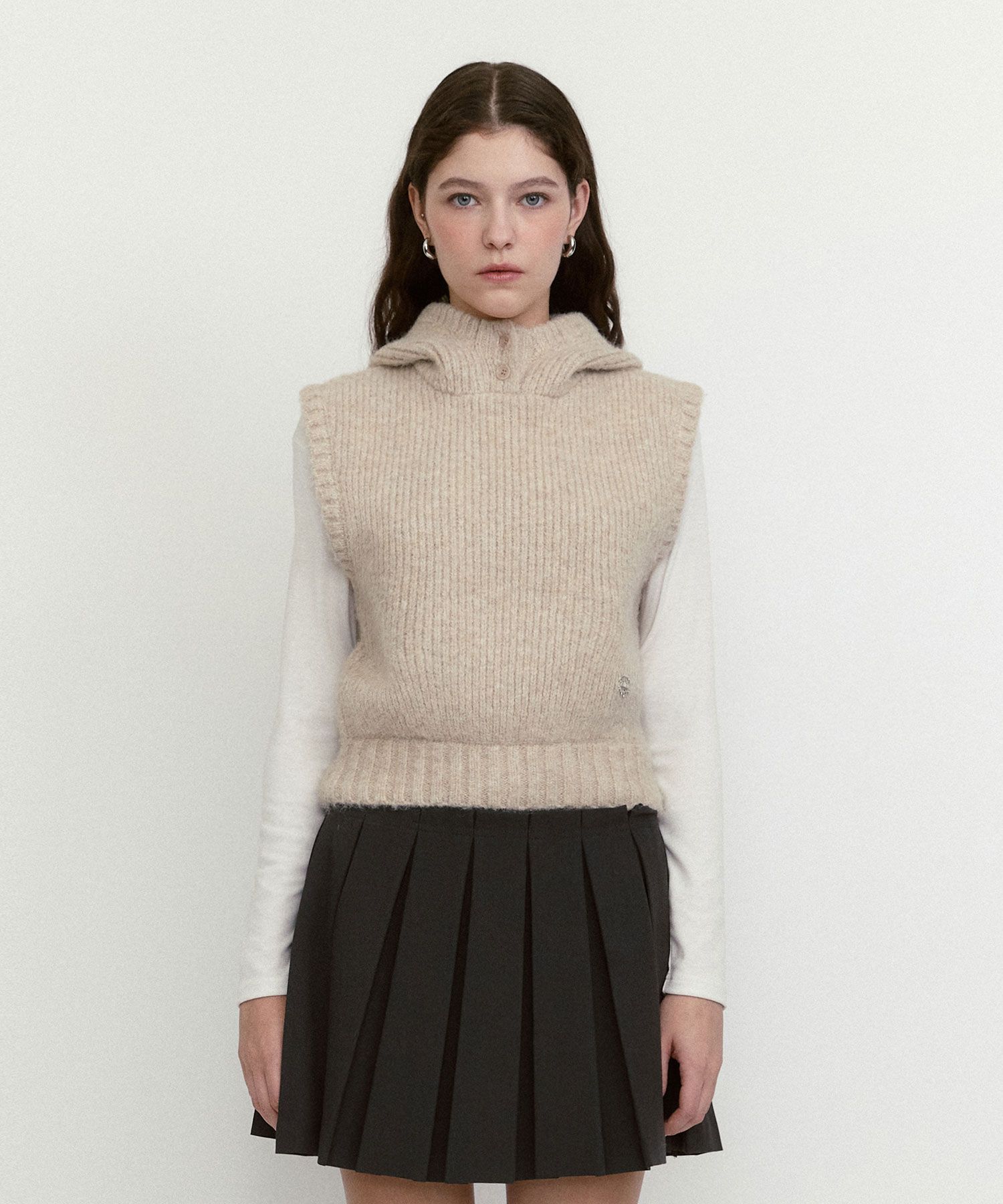 アウターその他 Fallett Knit balaclava hooded vest beige FA2404KT02BE MUSINSA | FALLETT Knit Balaclava Hooded Vest Beige