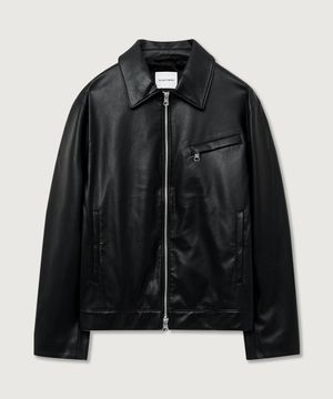 포우 레더 미니멀 자켓 [블랙]