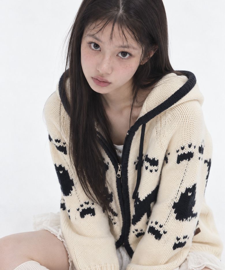 코위찬 후드 집업 아이보리