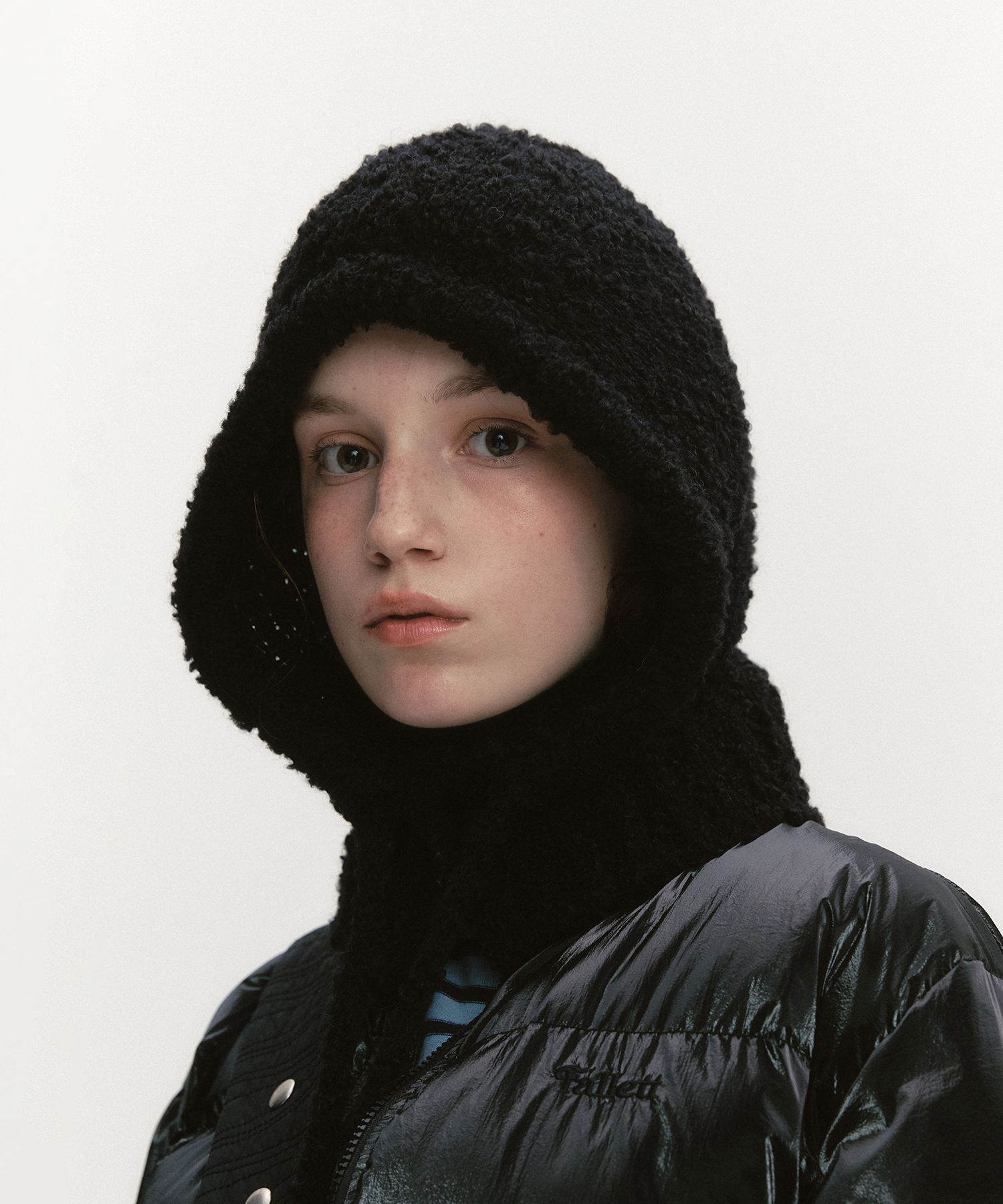 ニットキャップ・ビーニー Fallett Alpaca Boucle Knit Balaclava Black FA2404CA04BK ALPACA BOUCLE KNIT BALACLAVA BLACK - FALLETT | 60% - Asian