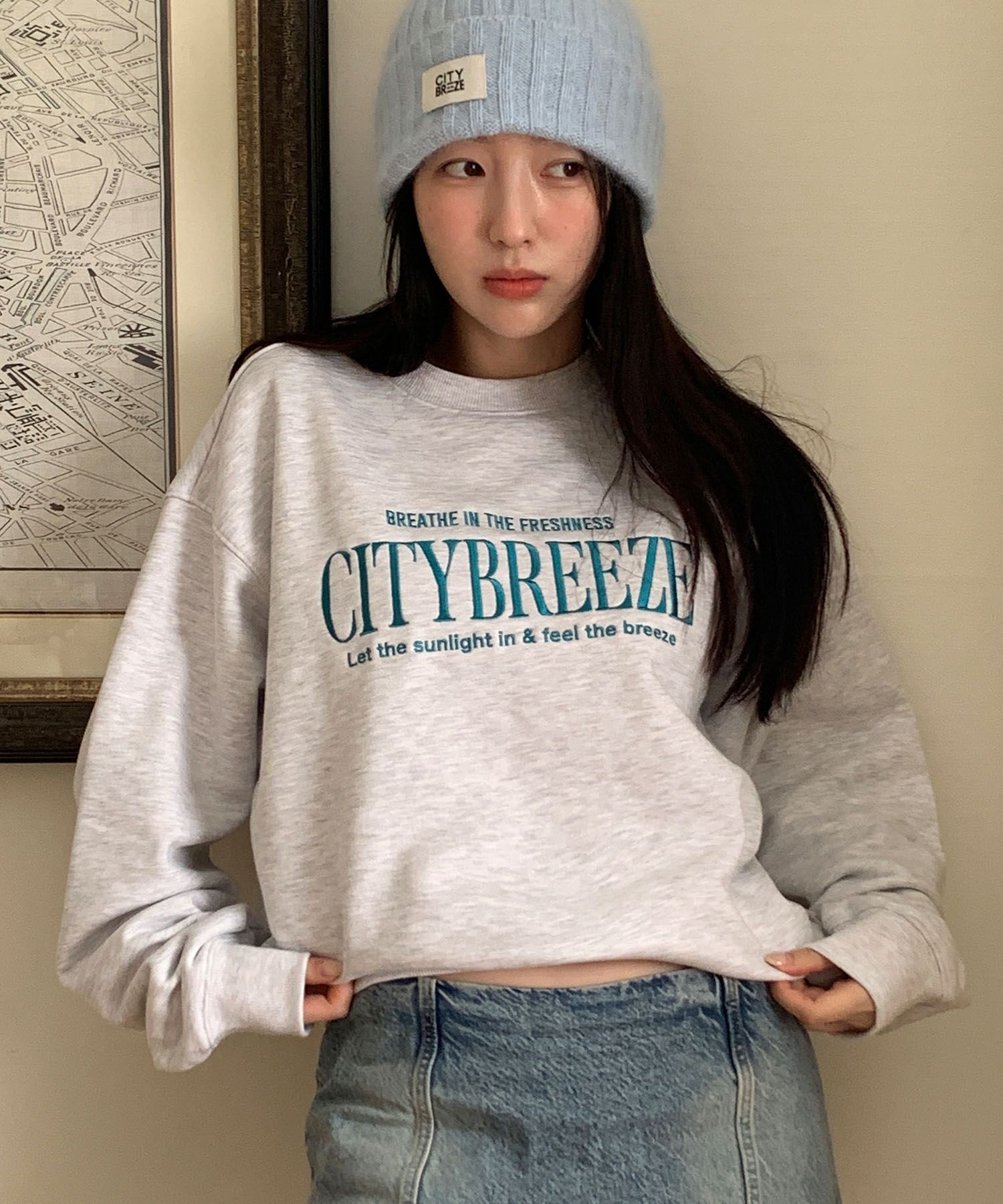 ★ citybreeze★ Heritage Logo SweatshirtMELANGE WHITE CUG3S MUSINSA | CITYBREEZE Essential City Typo Sweatshirt_MELANGE