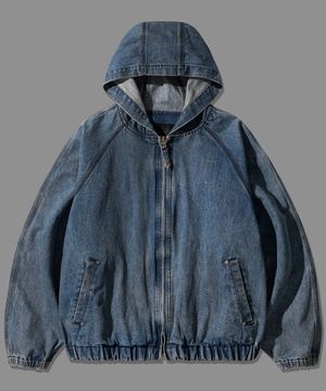 에이징 후드 데님 자켓 블루 KMOT6818